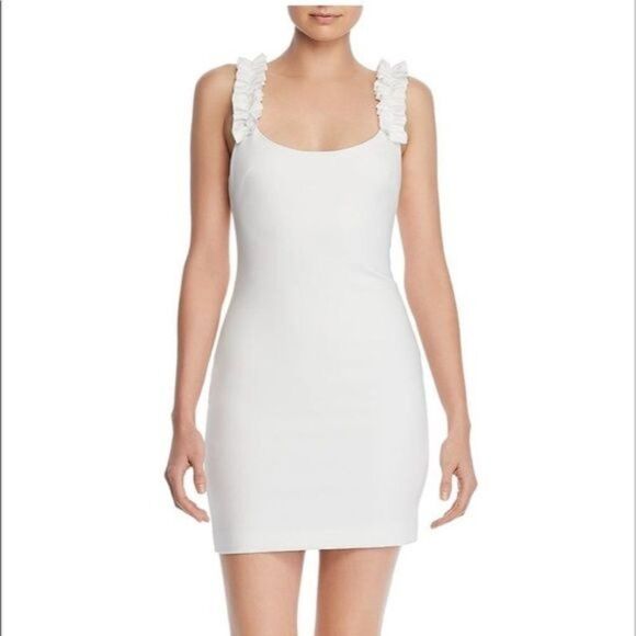 REVOLVE Dresses & Skirts - Likely Revolve Elana Sleeveless Ruffle Strap White Fitted Sheath Mini Dress